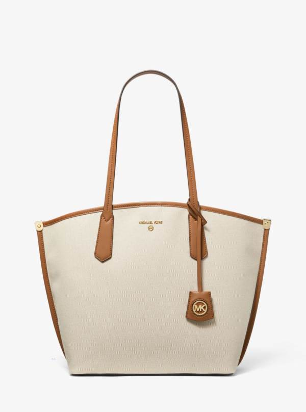 Damske Prenosná Taška Michael Kors Jane Large Canvas Béžové - Kabelky Michael Kors Sleva | HKPEN-5427